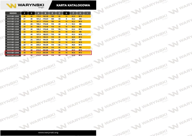 Koło łańcuchowe hartowane 16B1 (R1 1) Z-25 otwór 45mm Waryński 4
