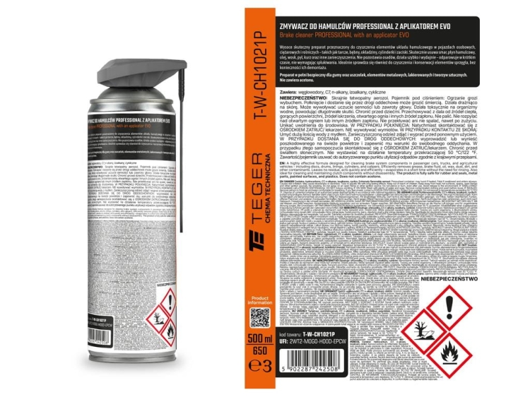 Zmywacz do hamulców PROFESSIONAL z aplikatorem EVO 500ml Teger 3