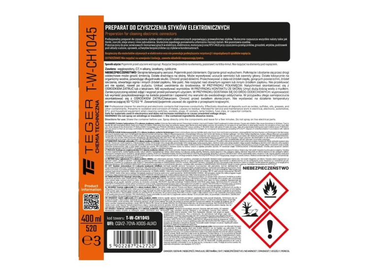 Preparat do czyszczenia styków elektronicznych 400ml Teger 3