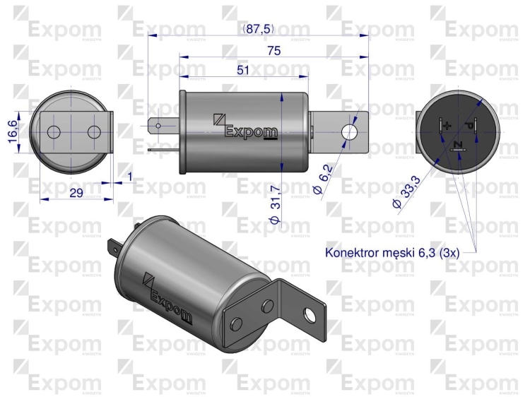Przerywacz kierunkowskazów Elektroniczny 50457681.50024812 C-330/360 ME-6 EXPOM KWIDZYN eu 2