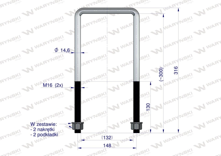 Jarzmo Cybant długie M16 132x300 Waryński 3
