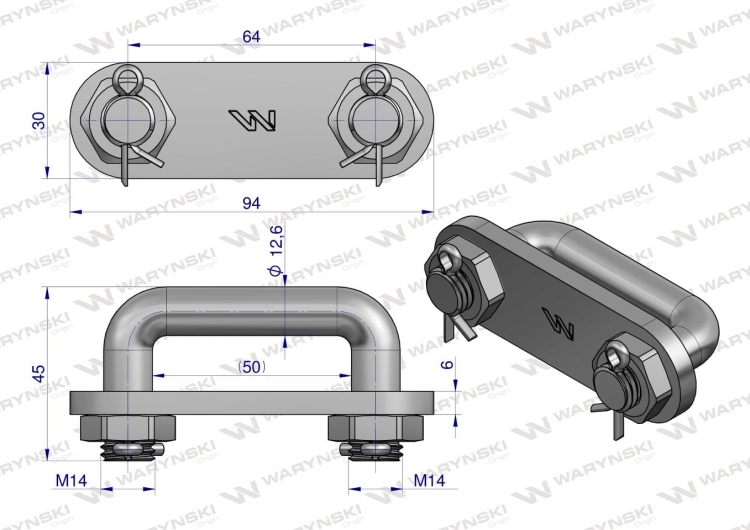 Ogniwo łańcucha podłogowego 14x50 kpl. utwardzone zastosowanie Rozrzutnik Tytan WARYŃSKI 2