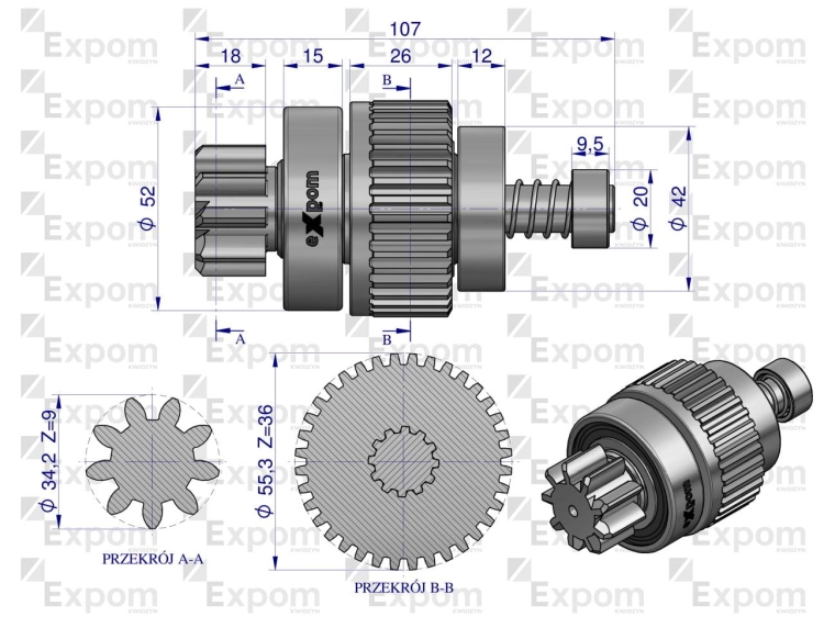 Zespół sprzęgający rozrusznika typu Magneton 9144820 Blue Line EXPOM KWIDZYN 2