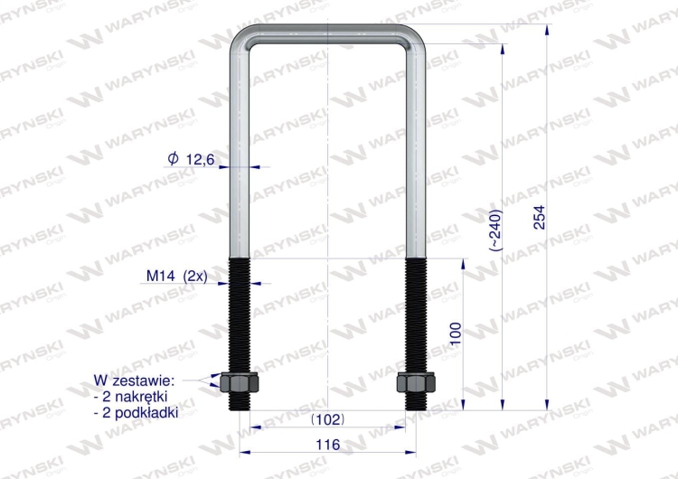 Jarzmo Cybant długie M14 102x240 Waryński 3
