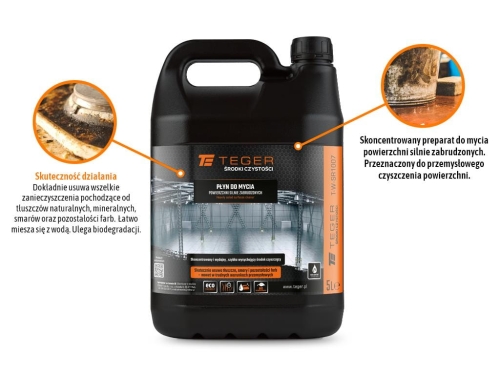 Płyn do mycia powierzchni silnie zabrudzonych 5l TEGER 2