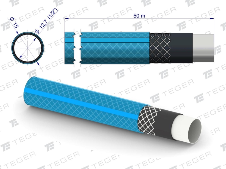 Wąż ogrodowy FI 1/2" 50m "STANDARD PLUS" TEGER 2