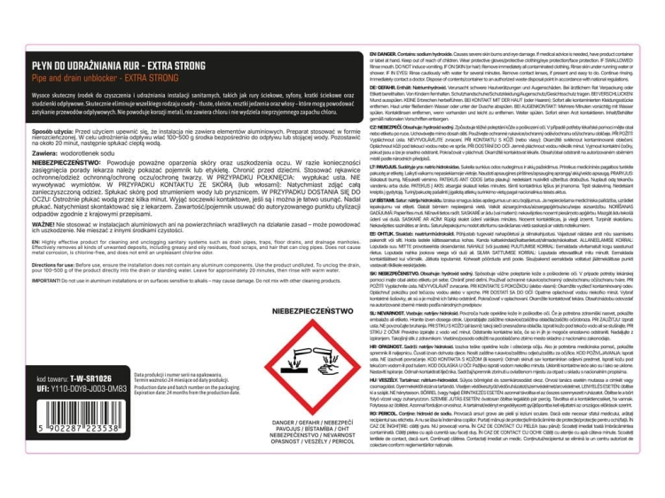 Płyn do udrażniania rur EXTRA STRONG 5 kg TEGER 3