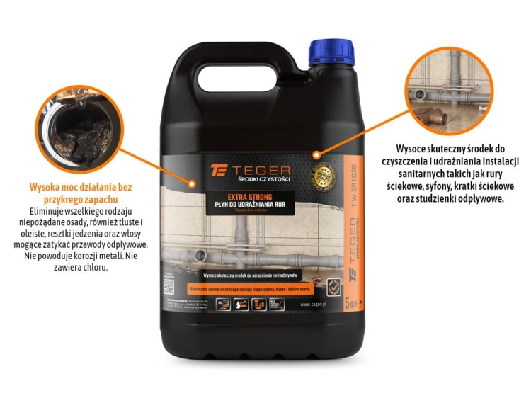 Płyn do udrażniania rur EXTRA STRONG 5 kg TEGER 2