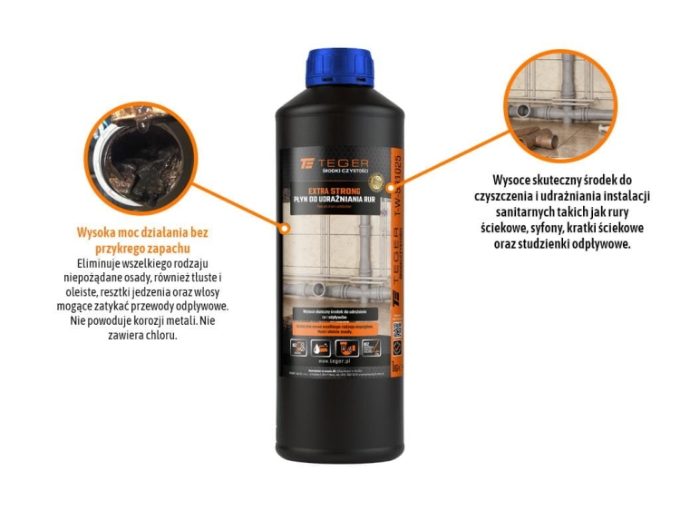 Płyn do udrażniania rur EXTRA STRONG 1 kg TEGER 2