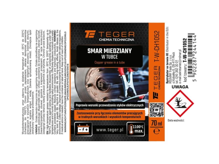 Smar miedziany w tubce 70 ml Teger 3