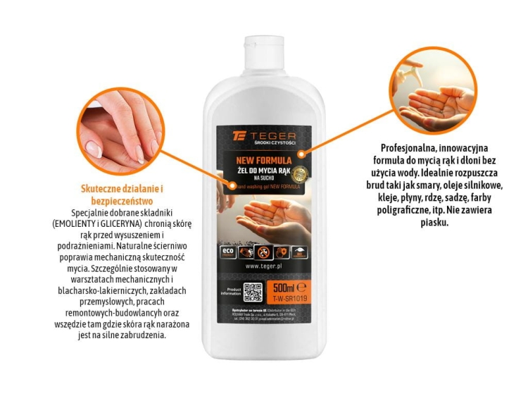 Żel do mycia rąk na sucho NEW FORMULA 500ml TEGER 2
