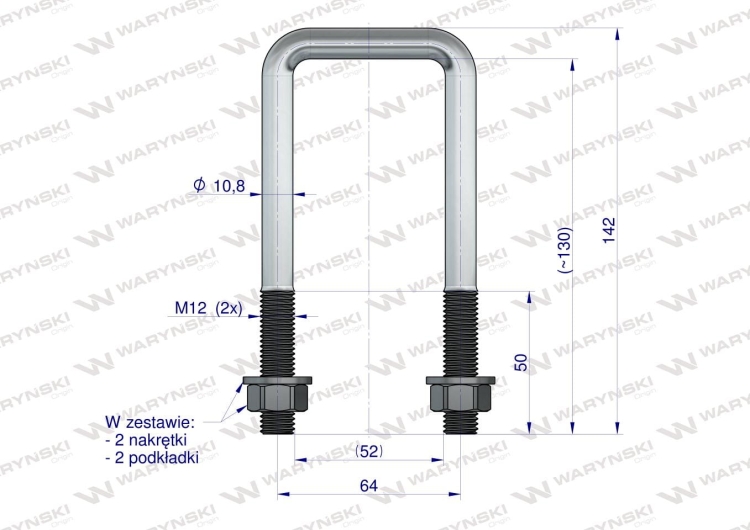 Jarzmo Cybant długie M12 52x130 Waryński 3