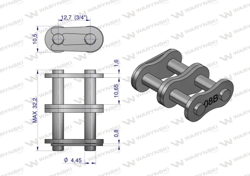 Zamek łańcucha 08B-2 (R2 1/2) Waryński 2