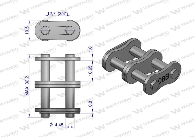 Zamek łańcucha 08B-2 (R2 1/2) Waryński 2
