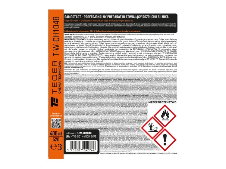 Profesjonalny preparat ułatwiający rozruchu silnika (SAMOSTART) 400ml Teger 3