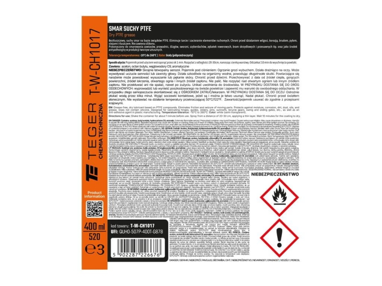 Smar suchy PTFE 400 ml TEGER 3