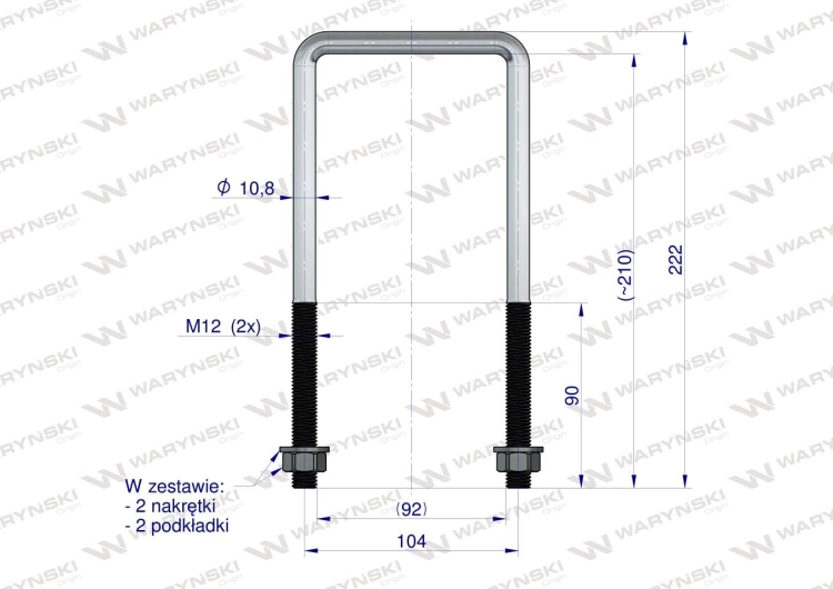 Jarzmo Cybant długie M12 92x210 Waryński 3