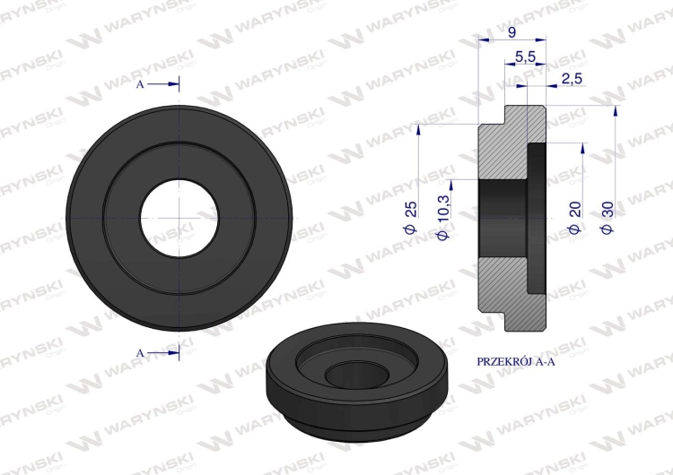 Tulejka zewnętrzna noża rozdrabniacza 20mm do noża 4mm Bizon Waryński 2