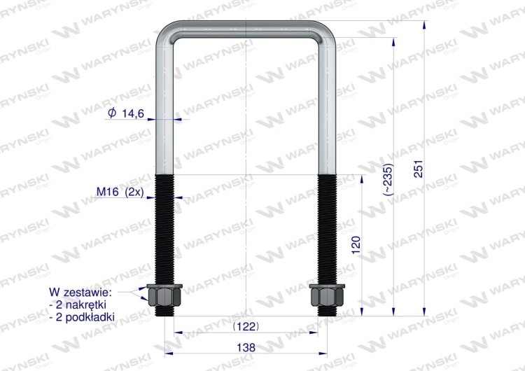 Jarzmo Cybant długie M16 122x235 Waryński 3
