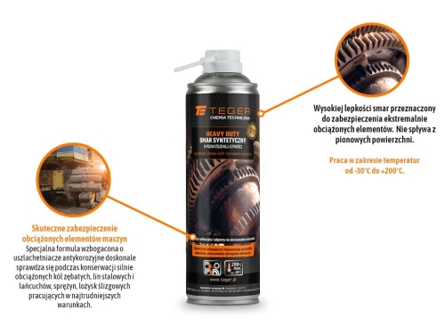 Smar syntetyczny o podwyższonej lepkości - HEAVY DUTY -30 °C do 200 °C 500ml Teger 2