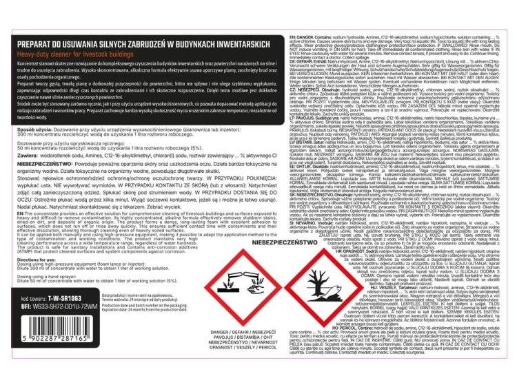 Preparat do usuwania silnych zabrudzeń w budynkach inwentarskich 5l - koncentrat Teger 2