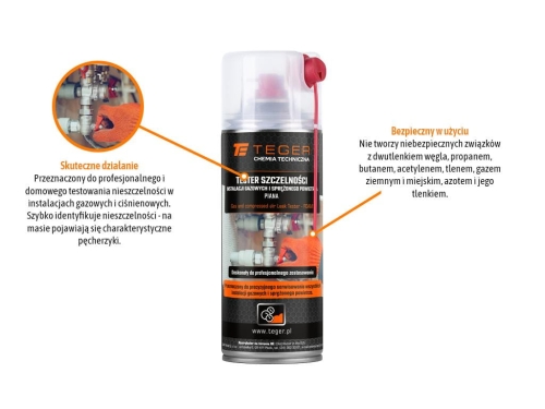 Tester szczelności instalacji gazowych i sprężonego powietrza - piana 400 ml Teger 2