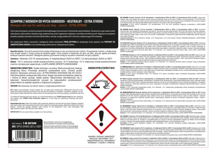Szampon z woskiem do mycia karoserii - neutralny - EXTRA STRONG 5l - koncentrat TEGER 3