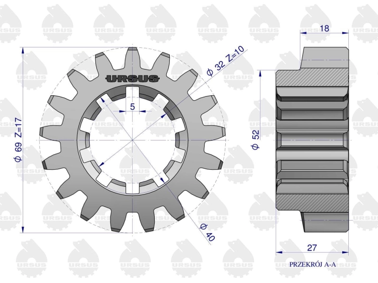 Koło zębate napędu przekaźnika Ursus C-330 C330 ORYGINAŁ URSUS 3