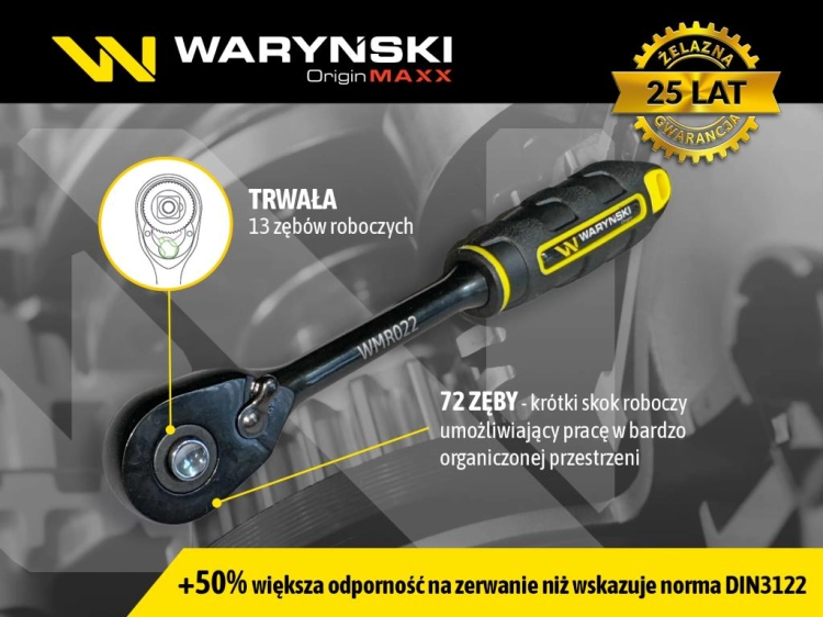 Grzechotka 3/8" 72 T o zwiększonej odporności Waryński 7
