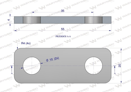 Płytka dwuotworowa Jarzma M8 27 Waryński 2