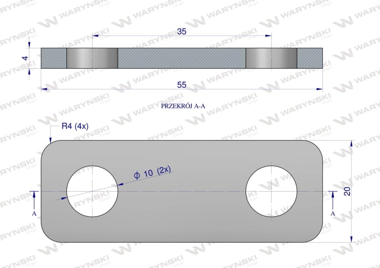 Płytka dwuotworowa Jarzma M8 27 Waryński 2