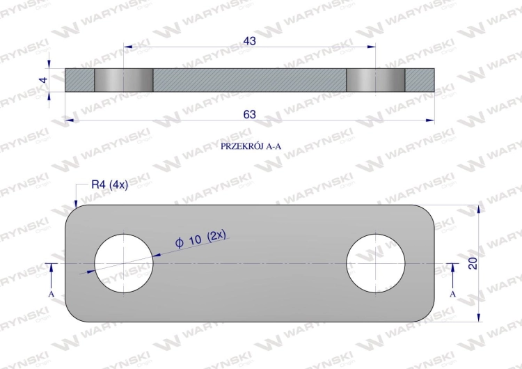 Płytka dwuotworowa Jarzma M8 35 Waryński 2
