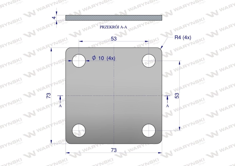 Płytka czterootworowa Jarzma M8 45 Waryński 2