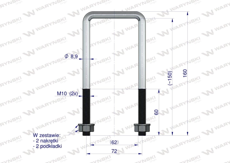 Jarzmo Cybant długie M10 62x150 Waryński 3
