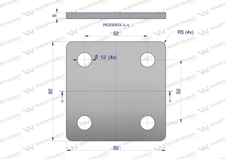 Płytka czterootworowa Jarzma M10 40 Waryński 2