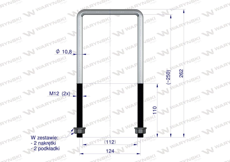 Jarzmo Cybant długie M12 112x250 Waryński 3