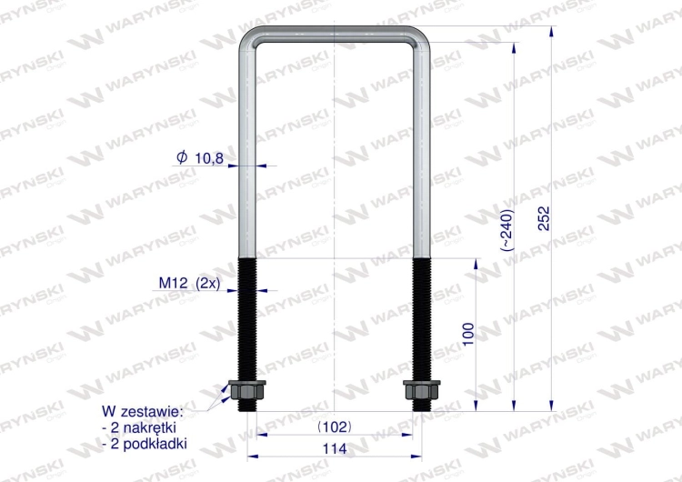 Jarzmo Cybant długie M12 102x240 Waryński 3
