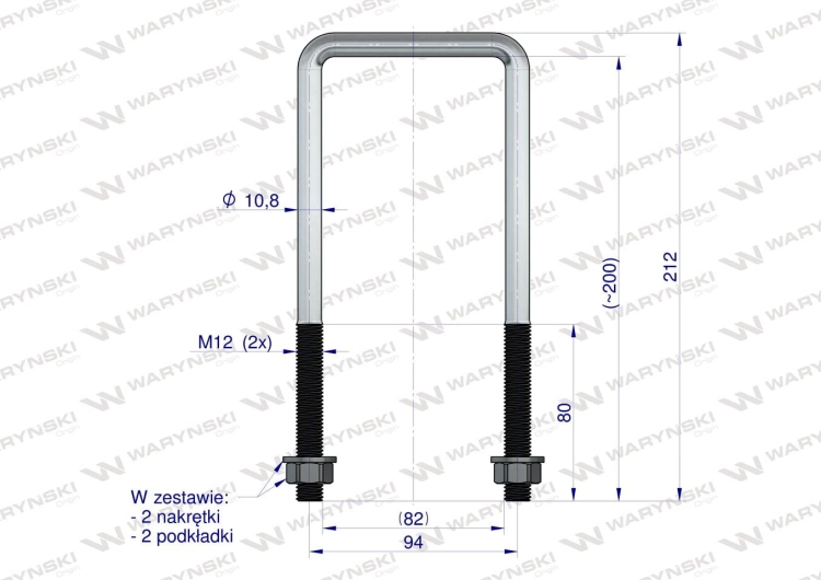 Jarzmo Cybant długie M12 82x200 Waryński 3