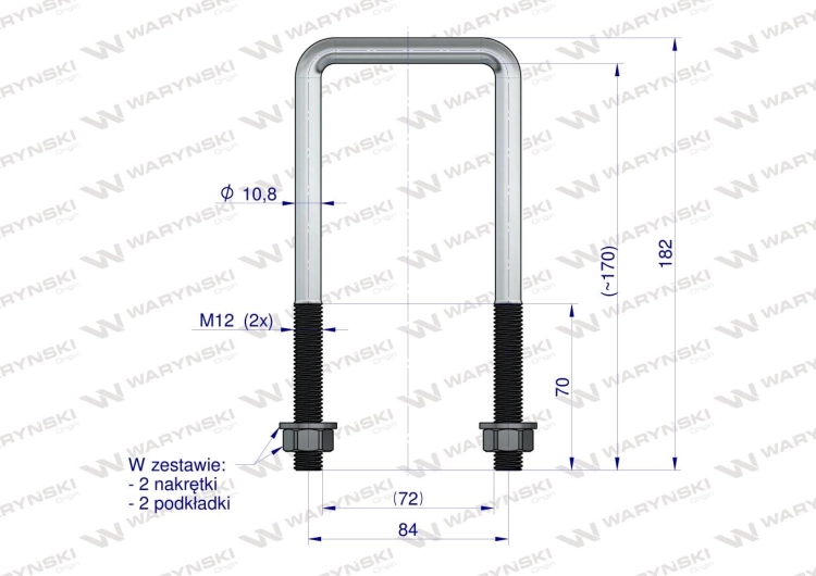 Jarzmo Cybant długie M12 72x170 Waryński 3