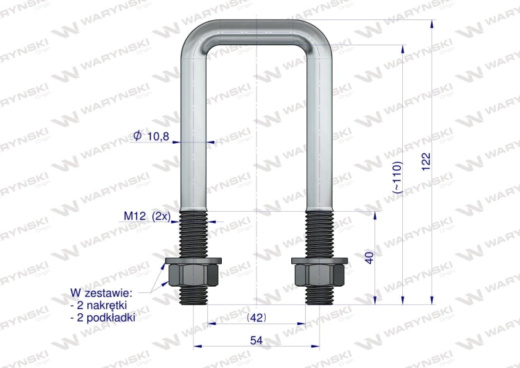 Jarzmo Cybant długie M12 42x110 Waryński 3