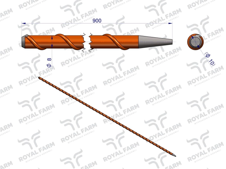Palik Słupek z włókna szklanego 8mm L-900 ROYAL FARM 3