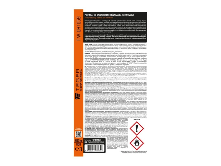 Preparat do czyszczenia i odświeżania klimatyzacji 600 ml Teger 3