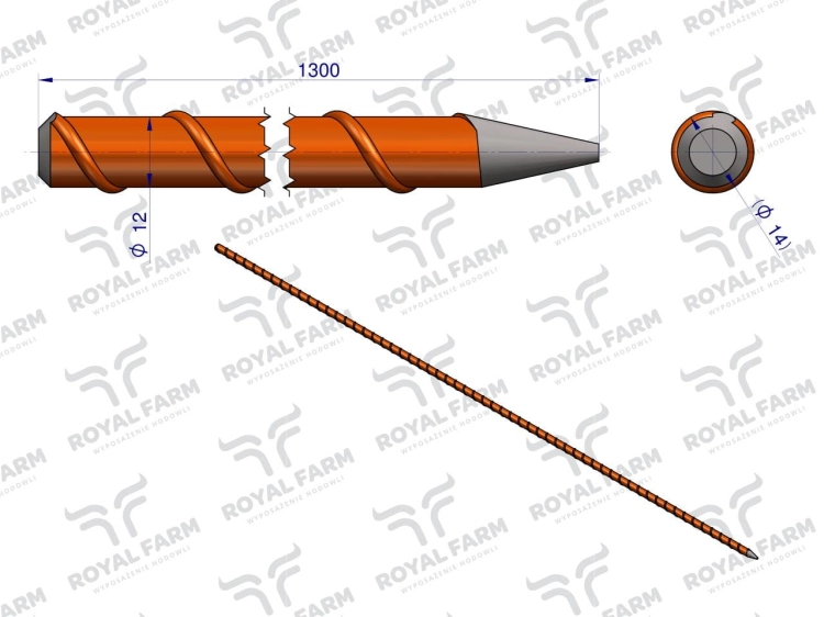 Palik Słupek z włókna szklanego 12mm L-1300 ROYAL FARM 3