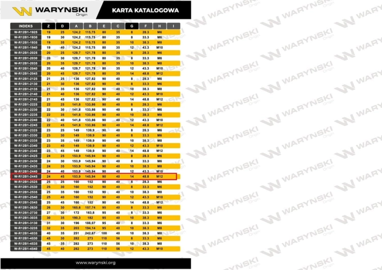 Koło łańcuchowe hartowane 12B1 (R1 3/4) Z-24 otwór 45mm Waryński 4