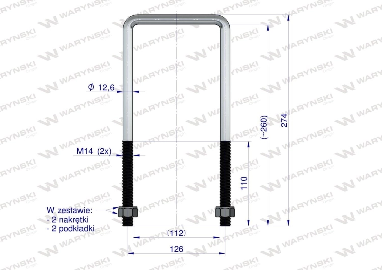 Jarzmo Cybant długie M14 112x260 Waryński 3