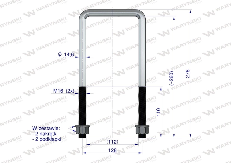 Jarzmo Cybant długie M16 112x260 Waryński 3