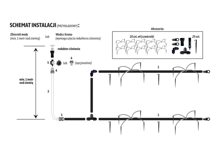 Zestaw nawadniania kropelkowego PROFESSIONAL 10 m z reduktorem ciśnienia (linia kroplująca 10m wąż 20m szybkozłączki zegar) TEGER 2