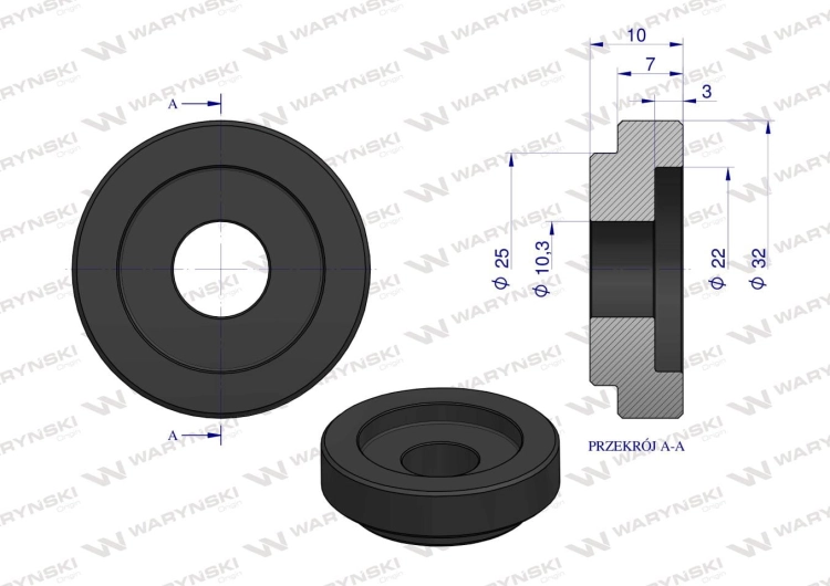 Tulejka zewnętrzna noża rozdrabniacza 22mm do noża 3mm Bizon Waryński  2