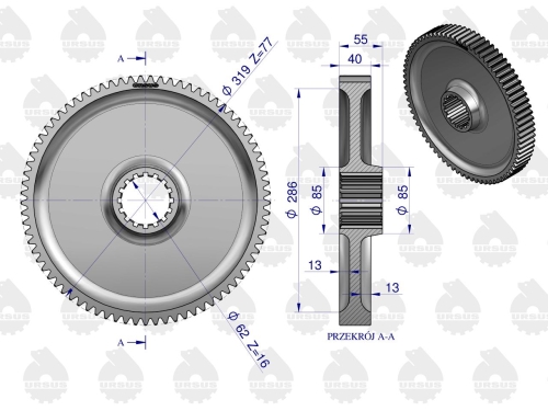 Koło zębate zwolnicy duże C-330 ORYGINAŁ URSUS 2