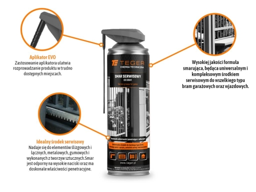 Smar serwisowy do bram z aplikatorem EVO 500 ml TEGER 2